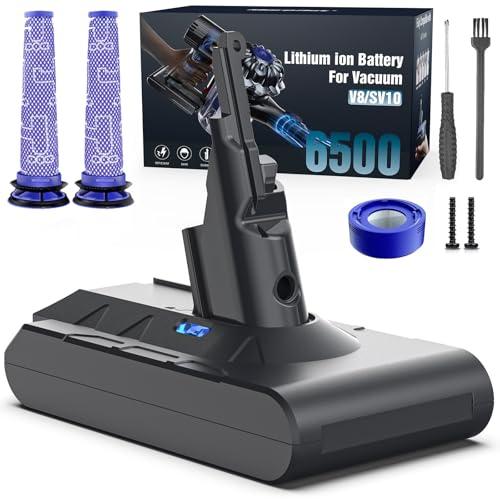 Keenstone V8 バッテリー SV10 掃除機交換用バッテリー 6500mAh V8 Slim Fluffy V8 Slim V8 Fluffy V8 Motorhead V8 Absolute V8 Animal など対応 PSEマーク付き