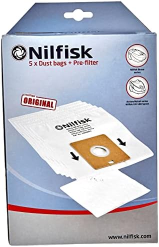 Genuine Nilfisk Action & Bravo Vacuum Cleaner Dust Bags 5 Pack + Filter