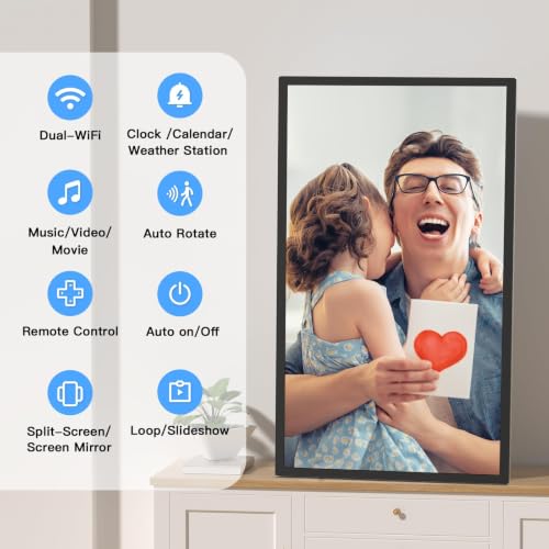 Image of 32 inch Digital Picture Frame Large Digital Picture Frame-64GB,FHD IPS, Remote Control, Auto-Rotate, Slideshow,Load Photo Video from Phone via APP Email, Free Cloud,Display Your Favorite Oil Paintings