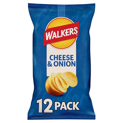 Walkers Cheese and Onion Vegetarian Multipack Crisps Ideal for Lunch and Snacking 12x25 g