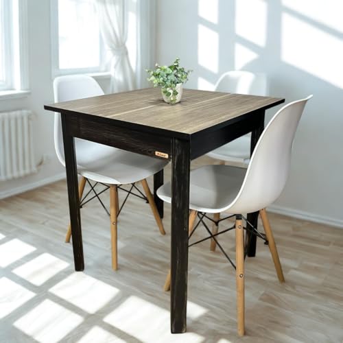 Generico Table de bar, table de restaurant, rustique à 4 pieds | 70 cm - 80 cm + couleurs (chêne Capri - noir brossé, 70 x 70 cm)