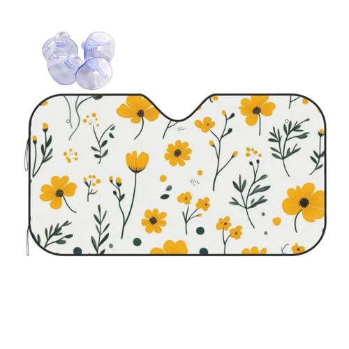 Parasol para parabrisas delantero de coche SUV con ventosas diseño flores amarillas 70x130cm