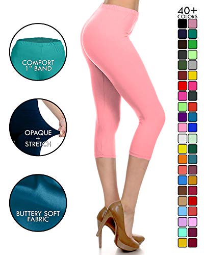 Image of Leggings Depot Women's High Waist Leggings Soft 1 inch Waistband Solid Pants - Regular, Plus, 1X3X, 3X5X