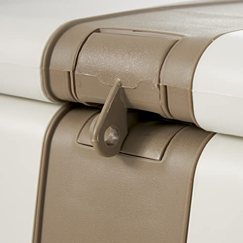 Homeplast Regular 52.83 Gallon Capacity Indoor Outdoor Heavy Duty Plastic Deck Box Storage Trunk, Beige/White #TOP6