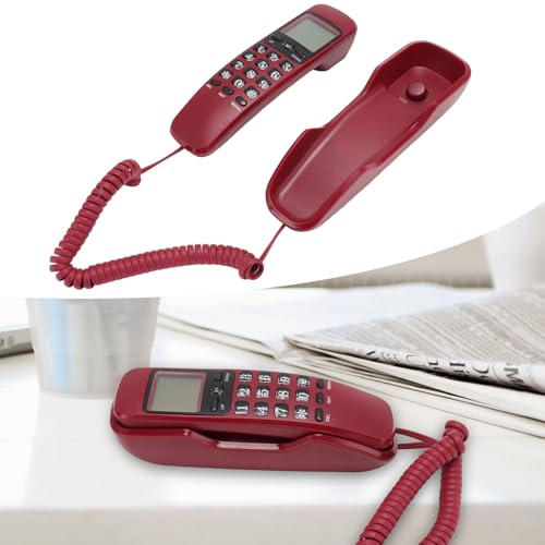 Teléfono de pared con cable, pantalla HD, teclas cómodas, rojo miniatura 4