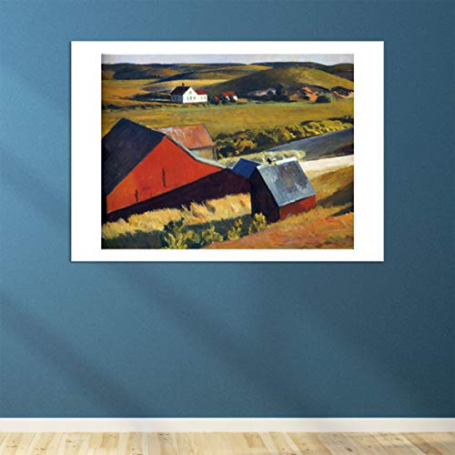 Cobb's Barns Edward Hopper tableau petit format mat encadré