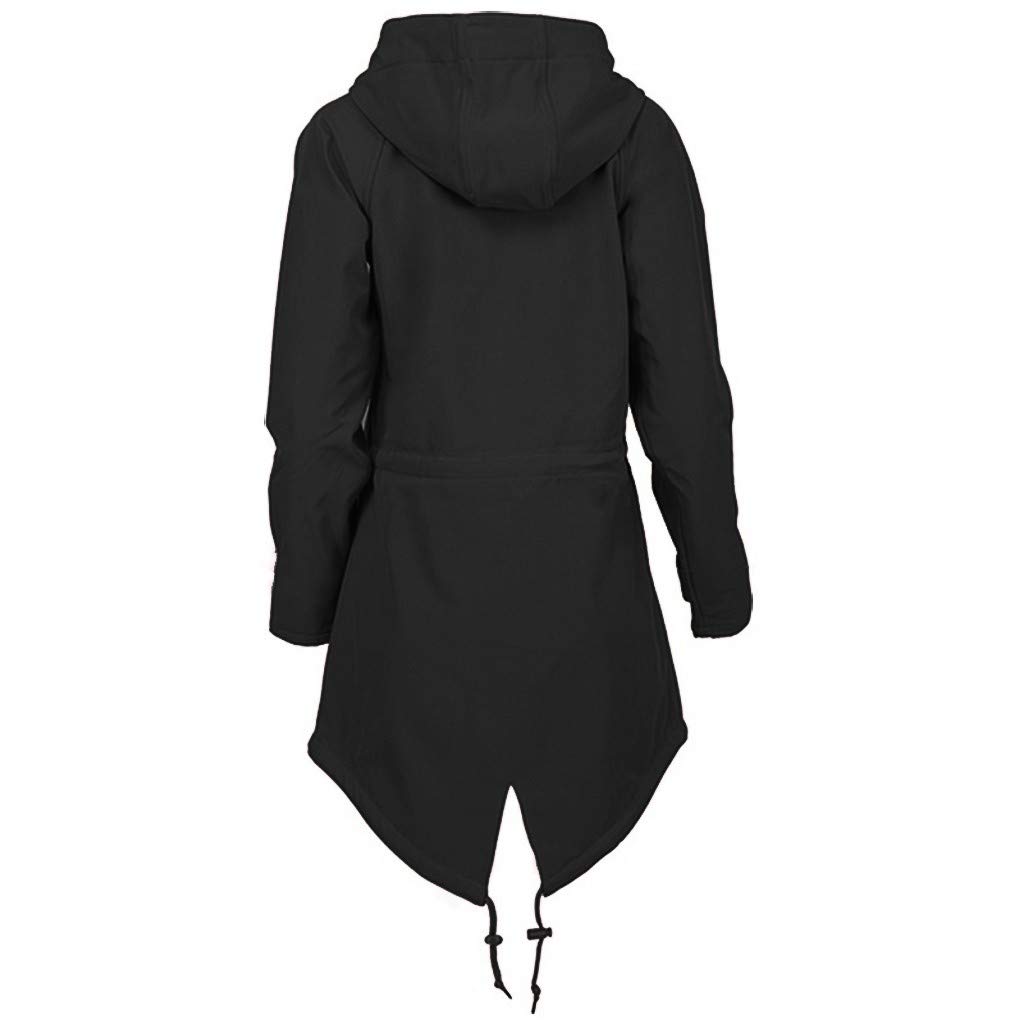 Generisch Leichte Daunenjacke Damen Winddichte Jacke Long Rain Outdoor-wasserdichtes Damenmantel mit Kapuziner-Mantel massiv