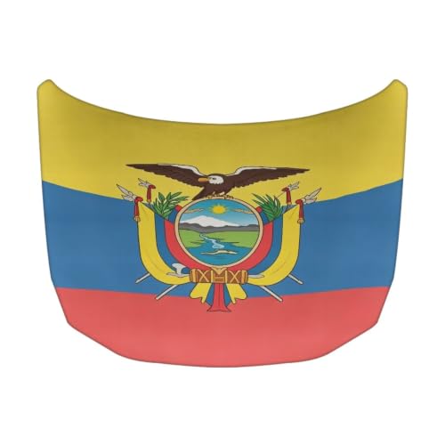 Image of Ecuador Independence Day Car Hood Cover Ecuador Flag Car Hood Protector Waterproof Universal Automotive Exterior Accessories Patriotic Decorations for Compact Vehicles Sedans Trucks SUVs