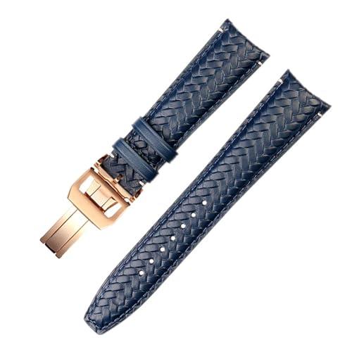 Bracelet montre cuir véritable 22mm 20mm bleu avec boucle ardillon