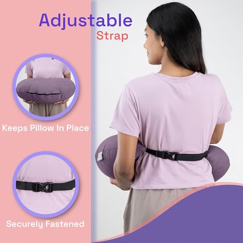 Image of Wakefit Nursing Pillow for Breastfeeding & Baby Care | 5 in 1 Feeding Pillow with Bamboo Waterproof Removable Cover | Super Soft & Machine Washable Waterproof Cover | Lavender
