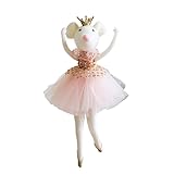 FANSWAN Ballet Mouse Dolls Christmas Tree Ornament for Holiday Festival 20cm Ballet Dancer Figurine Hanging Decoration (A Style)