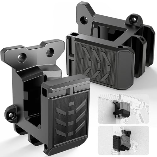 2-Pack AR15 Wall Mount with Double Mag Holder for 223/5.56 Rifle, AR Gun Wall Mount with Vertical and Horizontal AR Rifle Holder Withstand 450Lbs of Tension, with Lockhole
