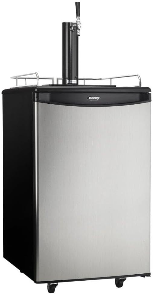 DKC054A1BSLDB 5.4 Cu.Ft. Kegerator, Auto Defrost and Mechanical Thermostat, Keg Cooler with Scratch-Resistant Worktop and Reversible Door Hinge, Single Tap, Steel