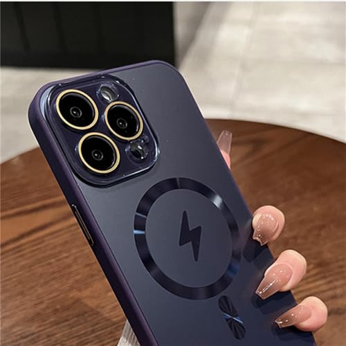 Coque en verre mat pour iPhone 12 de protection magnétique violette