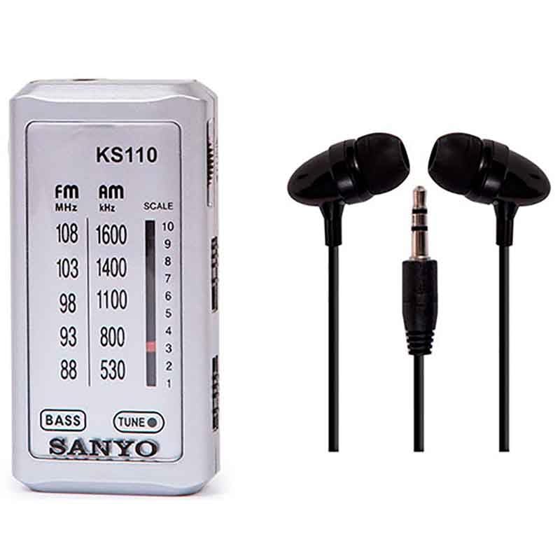 Sanyo Ks 110p Color Plata Radio Bolsillo Am/FM Auriculares Incluidos