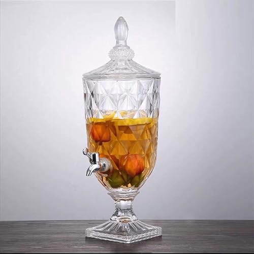 Image of Premium Water and Juice Glasses and and Beverage Dispenser Set Combo [6 Piece Glass 350ML & 1 Piece Jug 2.8 Liter] for Dining Table, Home & Restaurant,Party (MTS - 32)