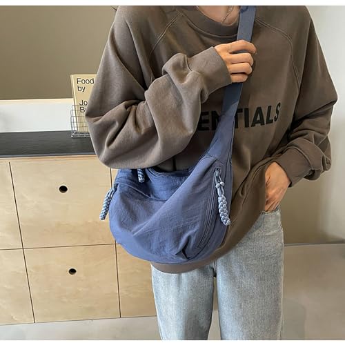 Image of Crescent Shoulder Bag Nylon Crossbody Bag for Women Nylon Hobo Bags Slouchy Sling Purse Dumpling Bags