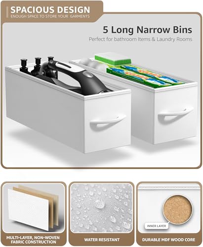 Sorbus 5-Drawer Narrow Dresser for Bedroom (White/Gray) - image 6