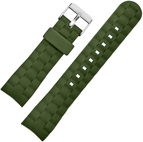 Bracelet de montre en toile verte 22mm couture blanche pour homme et femme