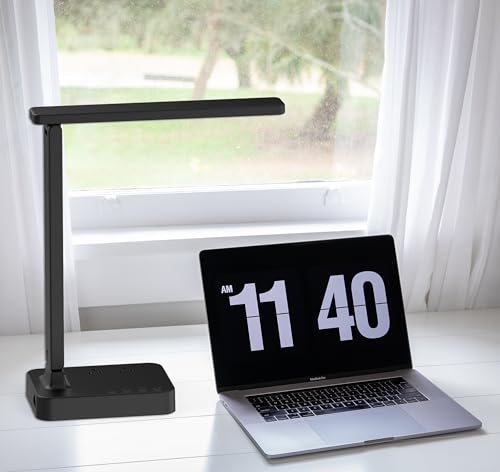 Drevet LED Desk Lamp for College Dorm Room, Desk Light with 1 USB Charging Port 2 AC Power Outlet, 3 Lighting Modes, 3 Level Brightness Touch Lamp, Eye-Caring Home Office Foldable Table Lamp - Thumbnail 7