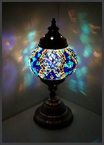 Mosaiklampe Mosaik - Tischlampe M Stehlampe orientalische lampe Blau Samarkand-Lights Cover