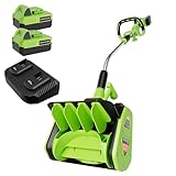 40V 13.5 Inch Cordless Snow Shovel, 1000W Battery Powered Snow Shovel with Directional Plate, Electric Snow Blower, with 2 * 20-Volt 4.0 Ah Lithium-ion Battery Pack & Dual-Port Quick Charger