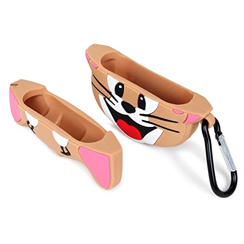 Image of Meyaar Earphone Case Cover Compatible for Realme Buds T300, Soft Silicone Skin Case Cover Shock-Absorbing Protective Case with Keychain (Front LED Visible) (Funny Mouse)