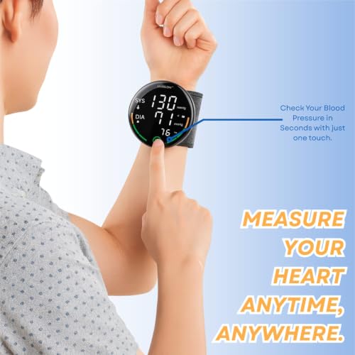 Image of Wrist Blood Pressure Monitor | Automatic BP Machine With LED Display, Voice Broadcast, Accurate BP & Pulse Rate, One-Touch Operation | Free Pill Organiser & 1-Year Warranty