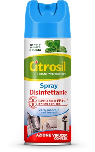 Citrosil Disinfettante Spray, Azione Virucida Completa, Elimina Fino al 99,9% di Virus e Batteri, Essenza di Menta, 300 ml