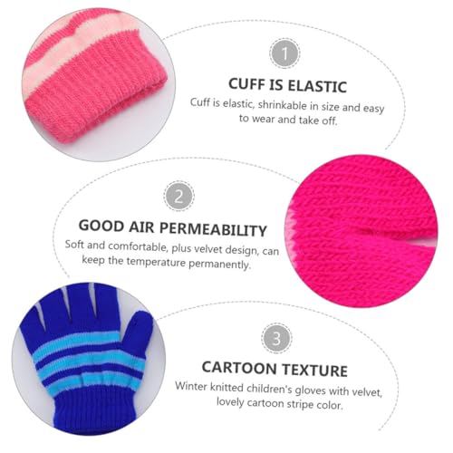 VANZACK 6Pairs Warm Knitted Gloves Full Finger Winter Mittens for Boys and Soft and Lightweight Design for Ages Selection4