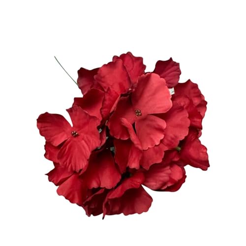 Cabezas de hortensias artificiales de seda de 6 pulgadas, decoración floral de jardín, flores de clavel moradas artificiales (rojo, talla única)