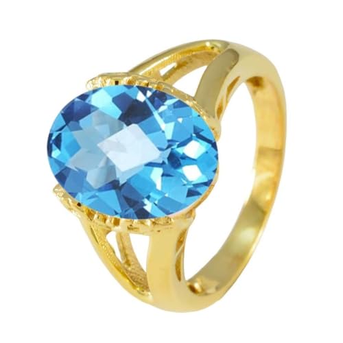 Image of 55Carat Choose Your Color Genuine Stone Ring 18K Gold Plated Oval Handmade Jewellery for Gift Sizes 4-13