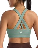 RUNNING GIRL Sports Bra for Women, Criss-Cross Back Padded Strappy Sports Bras Medium Support Yoga Bra with Removable Cups
