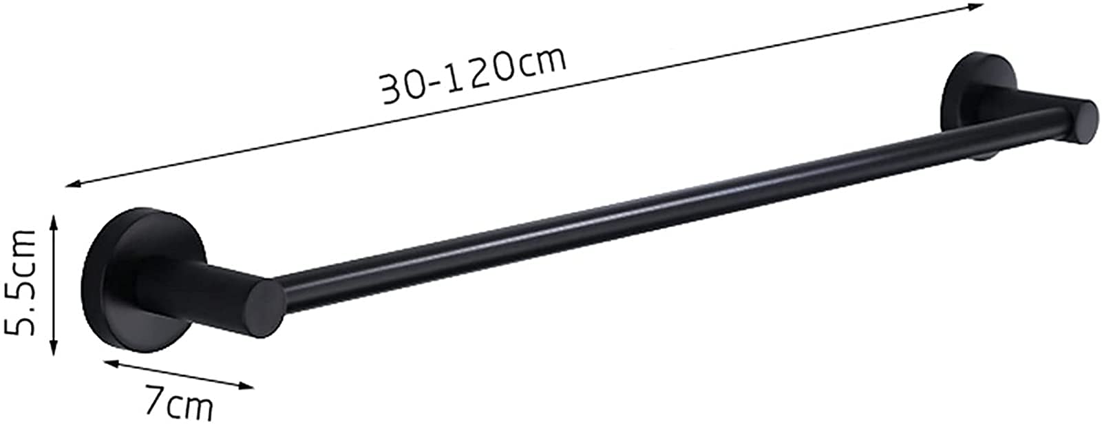 LYGXWJFC Toallero Toallero Toallero Grande con Base Redonda Toallero montado en la Pared para Accesorios de baño y Cocina Toallero de Acero Inoxidable Negro 30 cm 120 cm Múltiples tamaños: 70 cm (40