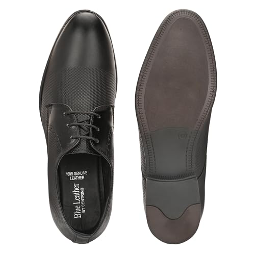 Image of Blue Leather by Centrino Lace-up Men's Formal Shoe | Stylish with Soft Cushioned Insole | Trendy Lace-Up Design | Durable Leather with Anti-Skid Sole | Perfect for Formal Wear (4039)