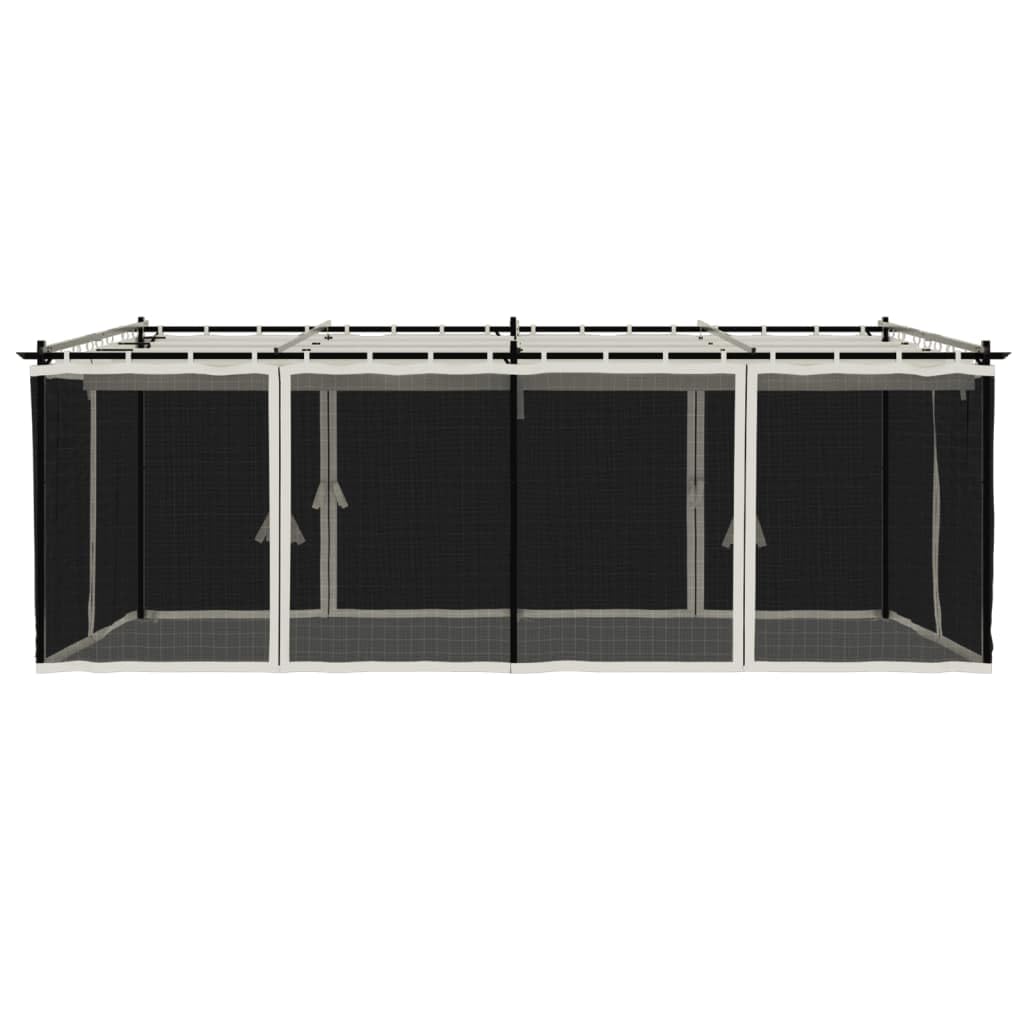 Pawilon ze ściankami siatkowymi, kremowy, 6 x 3 m, stal i rama aluminiowa, 4 ściany boczne z siatki z zamkiem błyskawicznym, odporny na warunki atmosferyczne pawilon ogrodowy jako źródło cienia i