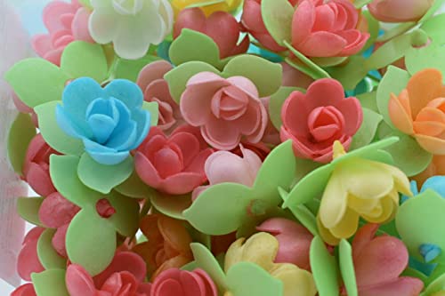 Flores de Oblea Papel Comestible - Flores comestibles para Tartas (Flor Oblea Pequeña más 3 Hojas)