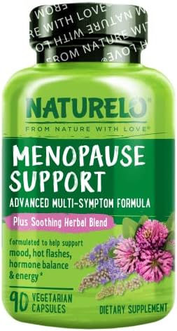 NATURELO Menopause Support, Advanced Multi-Symptom Formula w/Soothing Herbal Blend - 90 Vegetarian Capsules