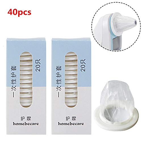 40pcs Thermometer Ear Covers Disposable, Replacement Digital Thermometer Cover Soft Plastic Transparent Probe Caps Earmuffs for Ears Protection