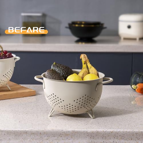 Befare 21 SAND YELLOW Metal Colander 5 Quart Powder Coated Self-Draining Metal Strainer thumb #6