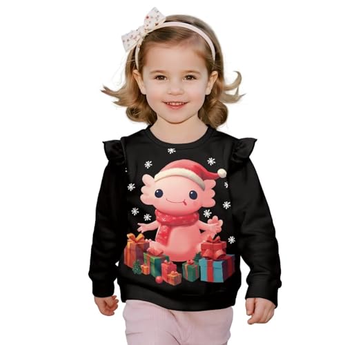 Girls Christmas Sweatshirts Ruffle Sleeve Shirts for Toddelr Girls Crewneck Tops Holiday Clothes 1-8 Years3