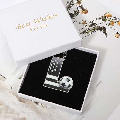 Bag Charms Initial A-Z Letter Keychain Bag Charm Soccer Keychain for Handbags Sports Bag