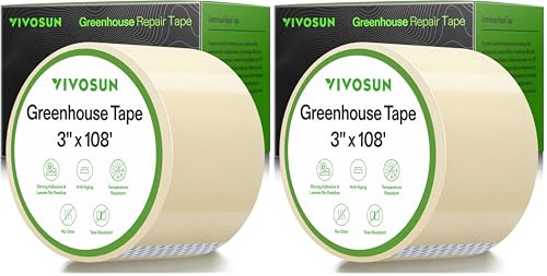 Image of VIVOSUN Greenhouse Repair Tape, 6.3 mil 3 inch x 108' Weatherproof Clear Poly Patch Tape, Heavy Duty Greenhouse Sheeting Coverings Film Tape for Plastic Sheeting and Tents (Pack of 2)