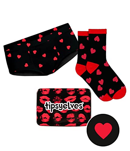 Tipsy Elves Women\'s Valentine\'s Kisses Underwear & Socks Gift Set Size Large