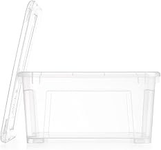 IKEA Samla Storage Box with Lid, 11 L with Lid, Transparent Stacking Boxes, Robust Storage Boxes, Large Storage Boxes for Household and Cellar, W x D x H: 39 x 28 x 14 cm