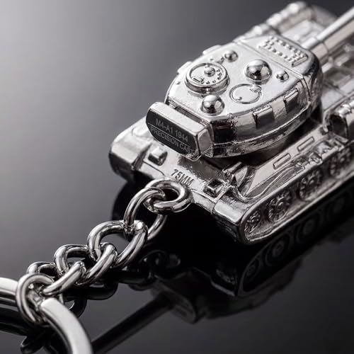 Image of Metal Keychain Tank for Men & Boys Keyring | Military Army Tank Keyring with Rotating Turret - Silver, Bronze & Antique Gold