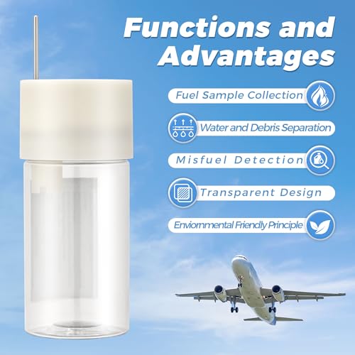 Image of 1 Pcs 12 oz Aviation Fuel Tester Jar, Water and Debris Inspection | Precise Detection, Clear ABS Construction, Separator Screen for Preflight Fuel Sampling, Sturdy Pin-Type Drains