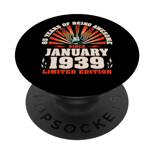 85 Cumpleaños 85 Años Guitarrista Nacido En Enero 1939 PopSockets PopGrip Intercambiable