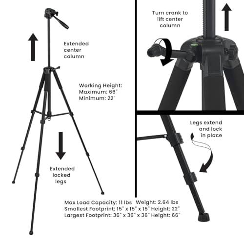 Creative Mark Apex Tripod for Camera - Lightweight Aluminum Camera Tripod Stand with 360° Pan, 90° Forward Backward & Side Tilt, Adjustable Height, Quick-Release Plate and Nylon Carrying Case - Image 2