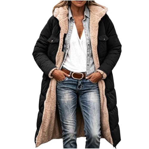 YMADREIG Womens Long Winter Coats Reversible Fleece Lined Puffer Jacket - image 1